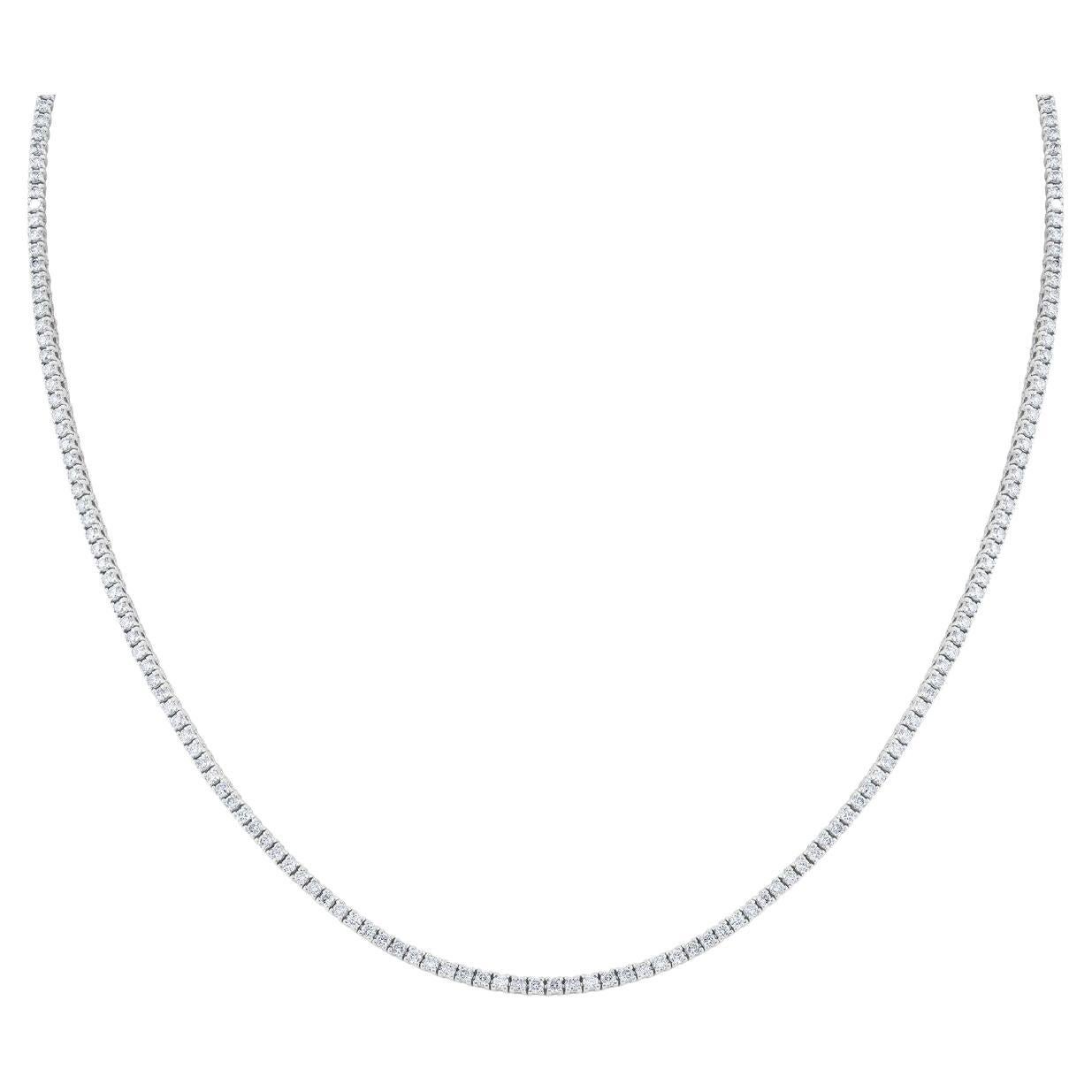 Diana M 14K White Gold 3.40 Ct Round Diamond Tennis Necklace For Sale