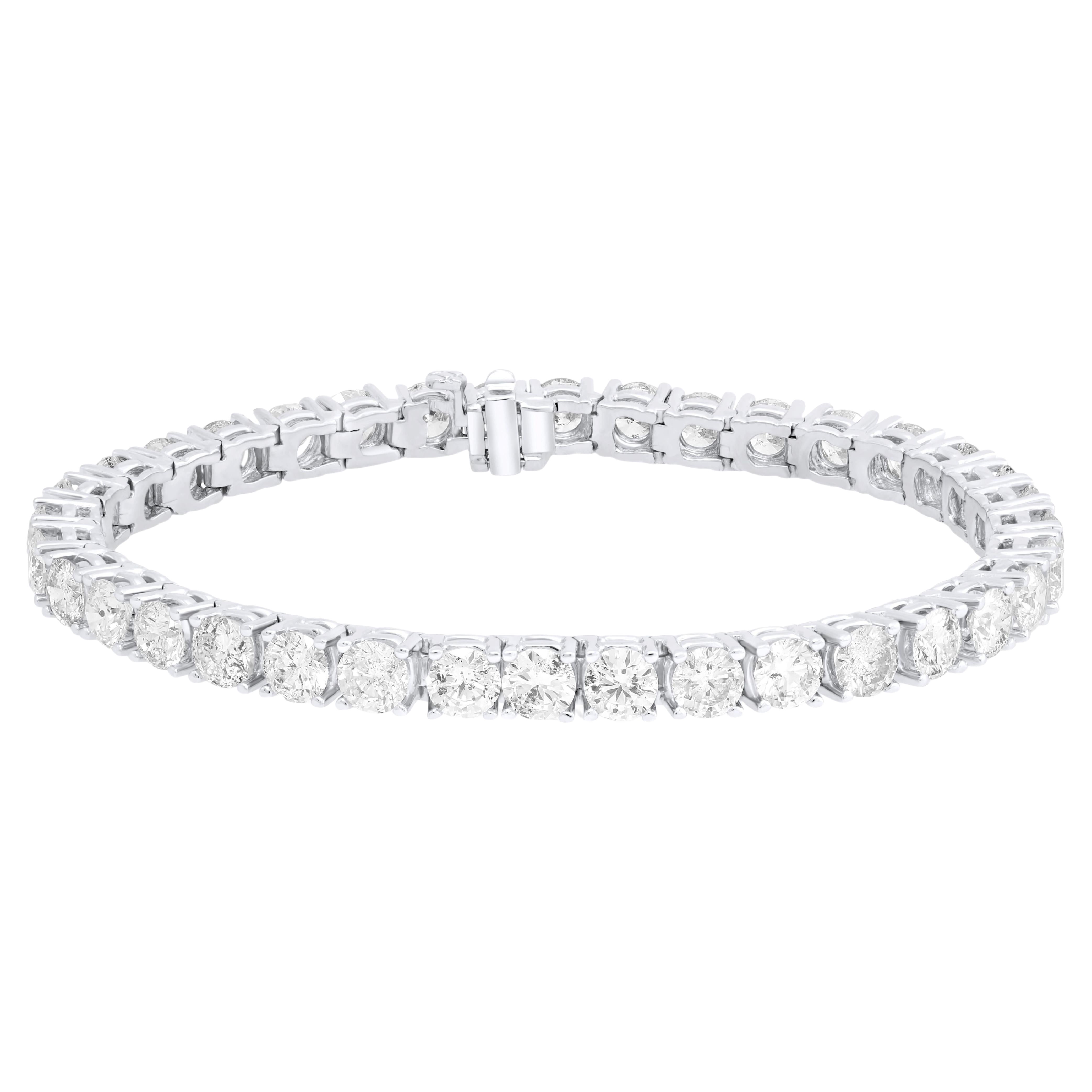 Diana M. Pulsera de oro blanco de 14 quilates con 4 diamantes, 10,00 quilates TW
