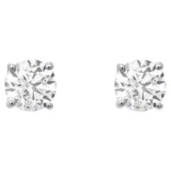 Diana M 14K White Gold 4.09 Cts Round Brilliant Cut Diamond Stud Earrings