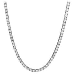 Diana M 14K White Gold 5.05 Ct Diamond Tennis Necklace In Four Prong Set