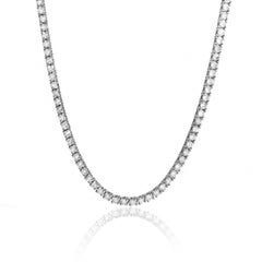 Diana M Collier de tennis en or blanc 14K avec 5 ct de diamants sertis sur 4 anneaux