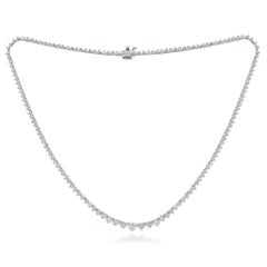 Diana M 14K White Gold 6.50 Ct Round Diamond Three Prong Tennis Necklace