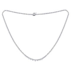 Diana M 14K White Gold 6.50 Ct Round Diamond Three Prong Tennis Necklace