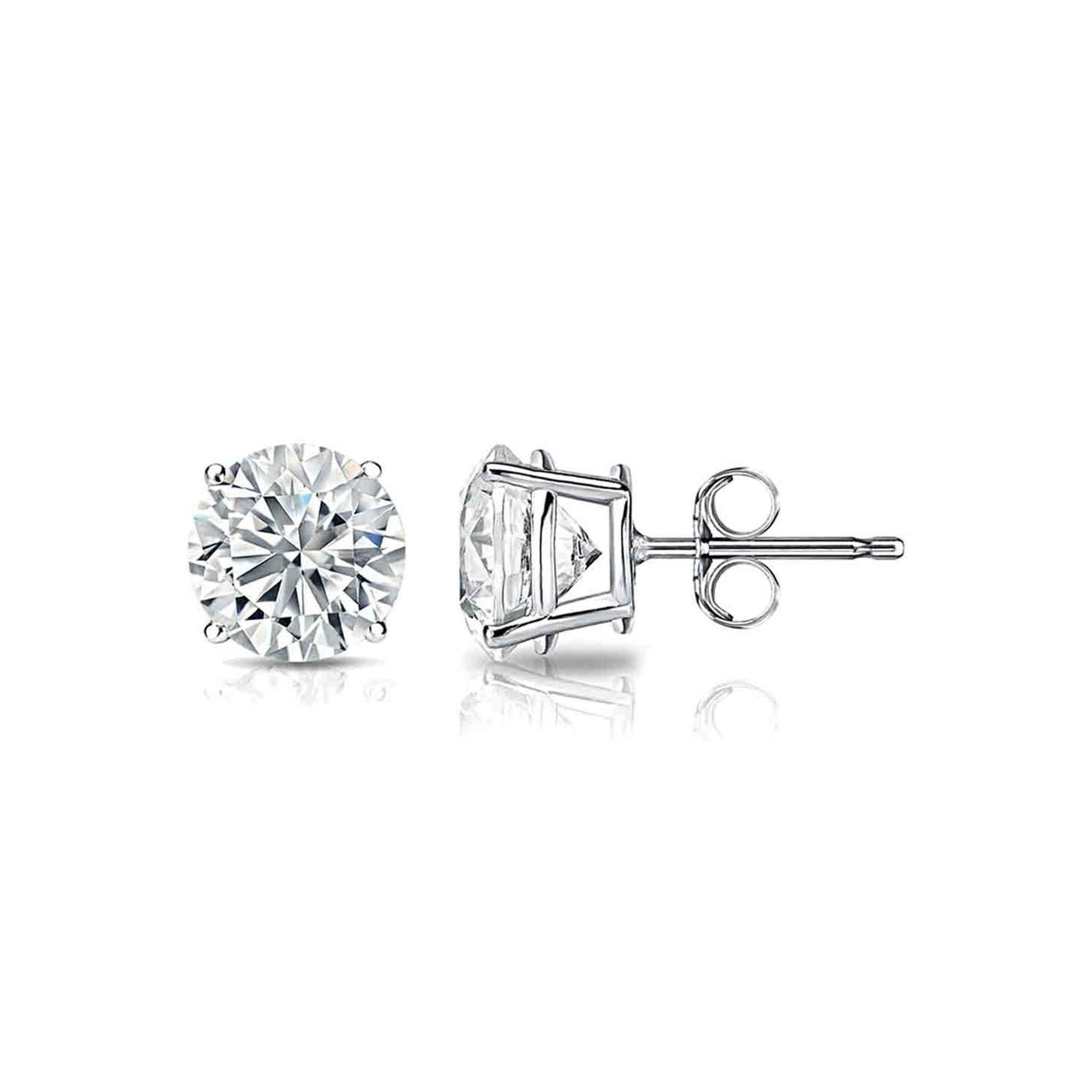 Round Cut Diana M 14K White Gold 9.86 Ct Clarity Enhanced Diamond Stud Earrings For Sale