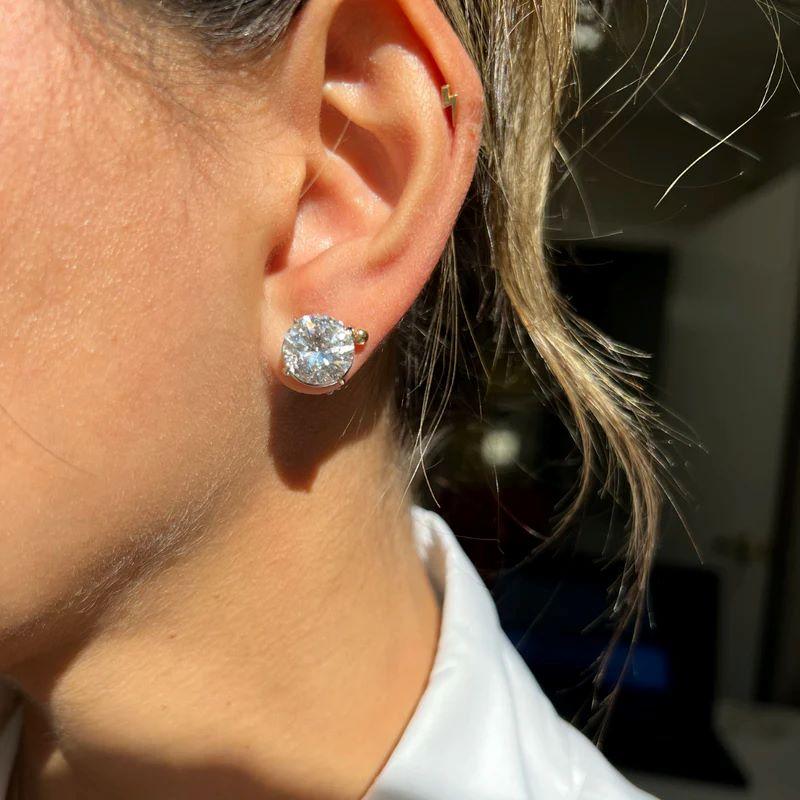 Women's or Men's Diana M 14K White Gold 9.86 Ct Clarity Enhanced Diamond Stud Earrings For Sale