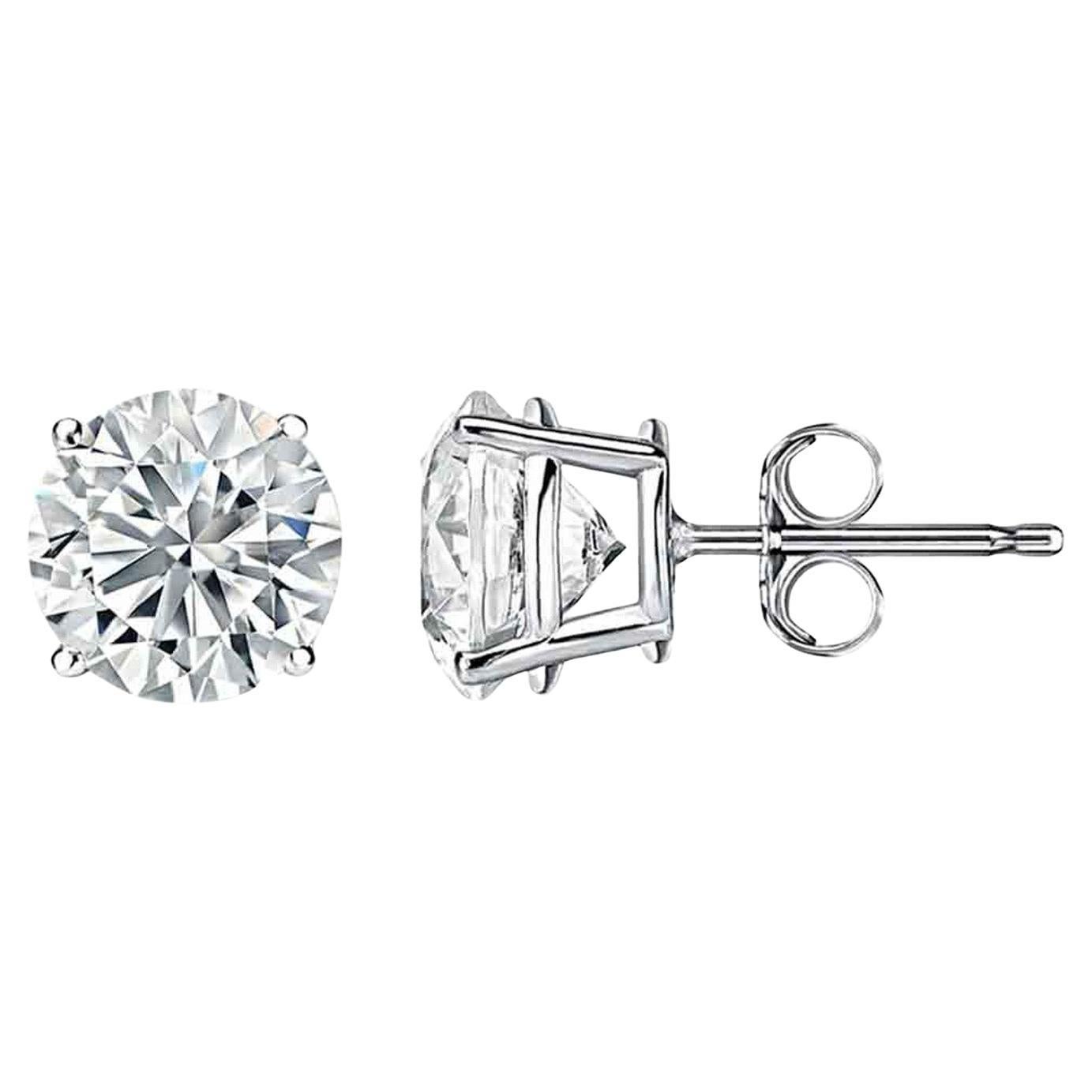 Diana M 14K White Gold 9.86 Ct Clarity Enhanced Diamond Stud Earrings For Sale