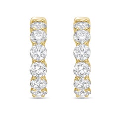 Diana M. 14K Yellow Gold 0.75" Diamond Hoop Earrings, 3.10 Carats Total Weight