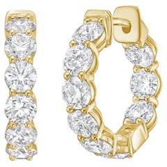 Diana M. 14K Yellow Gold 0.75" Diamond Hoop Earrings, 3.10 Carats Total Weight