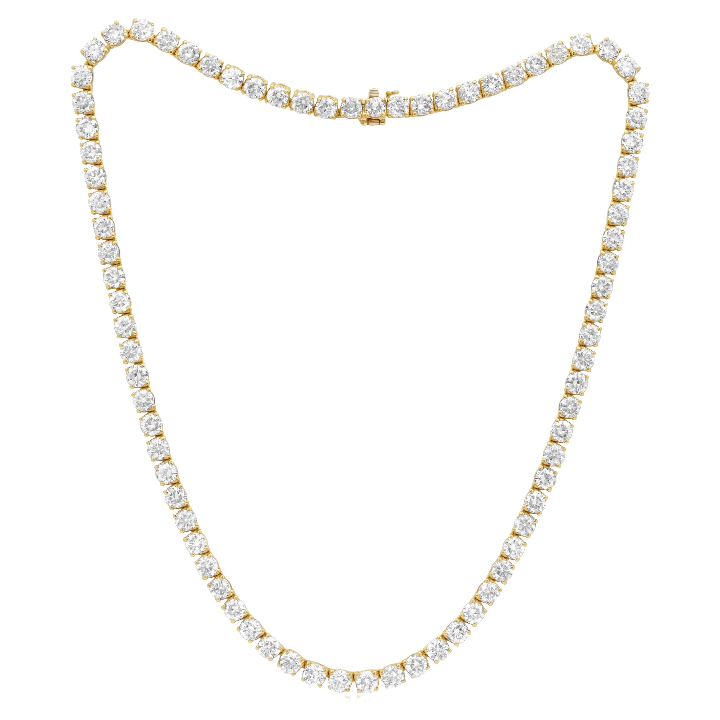 Diana M 14K Yellow Gold 12.00 Ct Diamond Straight Line Tennis Necklace