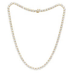 Diana M 14K Oro Amarillo 12.00 Ct Diamante Línea Recta Collar Tenis