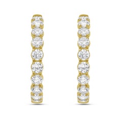 Diana M. 14K Yellow Gold 1.5" Diamond Hoop Earrings, 4.25 Carats Total Weight