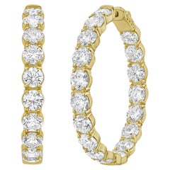 Diana M. 14K Yellow Gold 1.5" Diamond Hoop Earrings, 4.25 Carats Total Weight