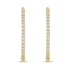 Diana M. 14K Yellow Gold 1.75" Diamond Hoop Earrings, 3.35 Carats Total Weight