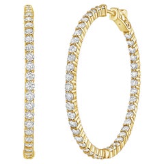 Diana M. 14K Yellow Gold 1.75" Diamond Hoop Earrings, 3.35 Carats Total Weight