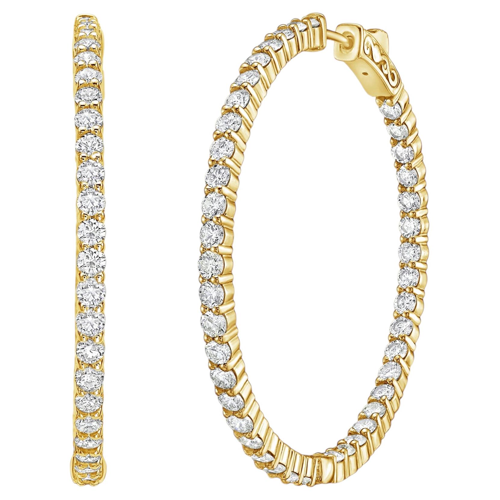 Diana M. 14K Gelbgold 2" Diamant-Reifen-Ohrringe, 5,70 Karat Gesamtgewicht