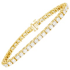 Diana M. 14K Yellow Gold 4-Prong Diamond Tennis Bracelet, 10.00 Carats TW