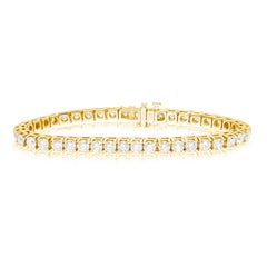 Diana M. 14K Yellow Gold 4-Prong Diamond Tennis Bracelet, 3.30 Carats TW