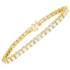 Diana M. 14K Yellow Gold 4-Prong Diamond Tennis Bracelet, 3.30 Carats TW