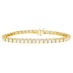 Diana M. 14K Yellow Gold 4-Prong Diamond Tennis Bracelet, 8.01 Carats TW