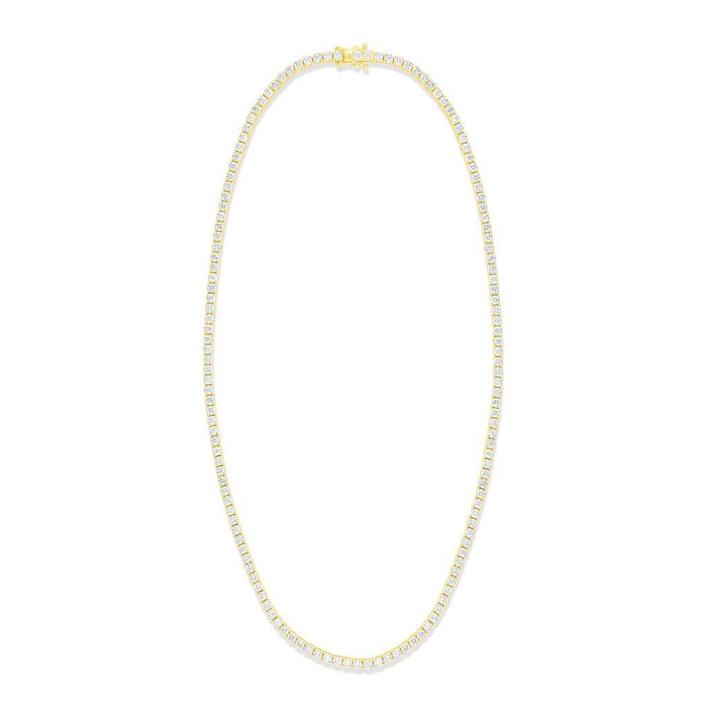 14kt Gelbgold Diamanten Tennis Halskette mit 7,00 cts Gesamtgewicht 16 Zoll lang