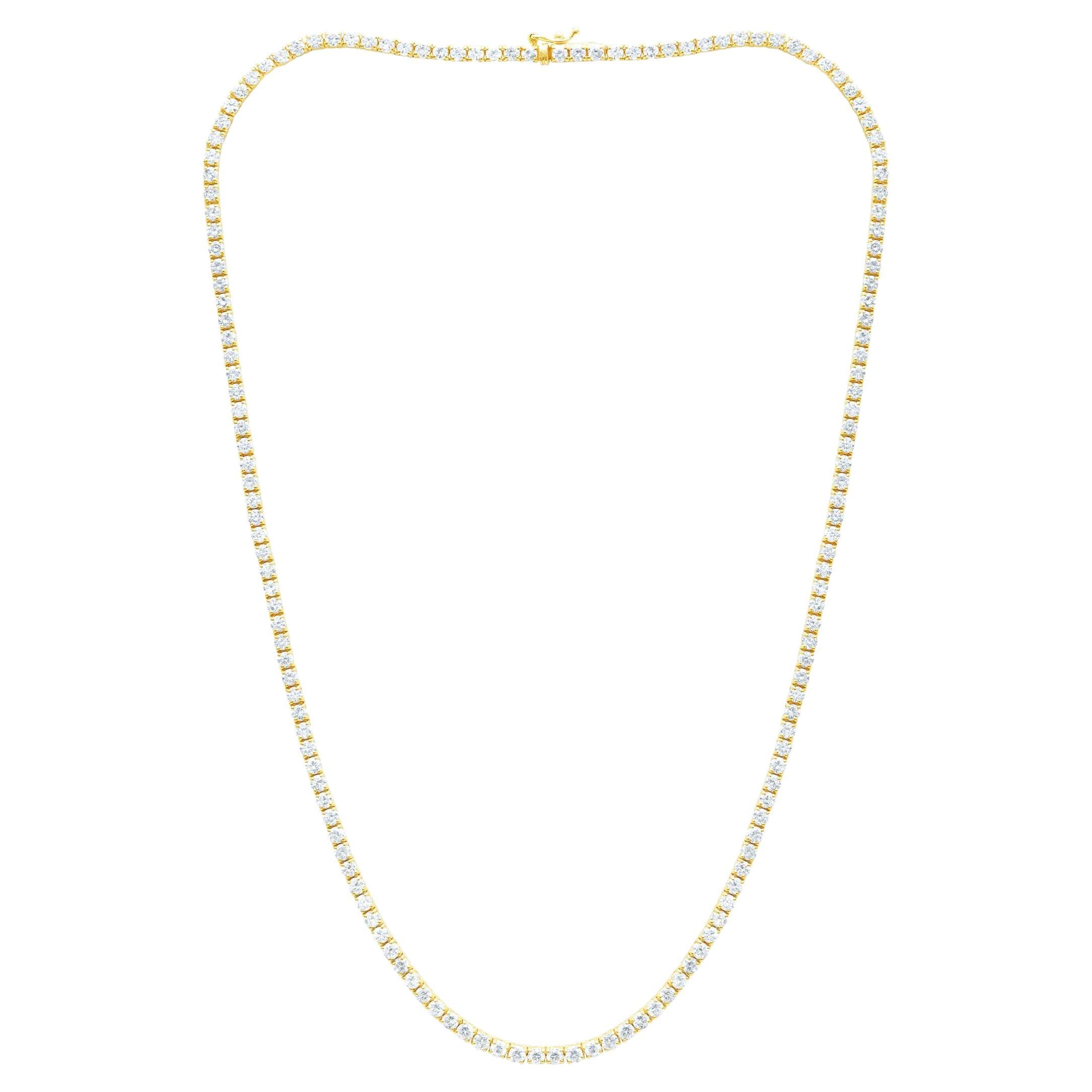 Diana M 14K Yellow Gold 8.10 Ct Diamond Straight Line Necklace For Sale