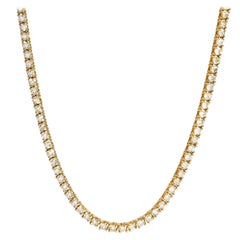 Diana M 14K Yellow Gold Diamond Tennis Necklace 3.00CTS