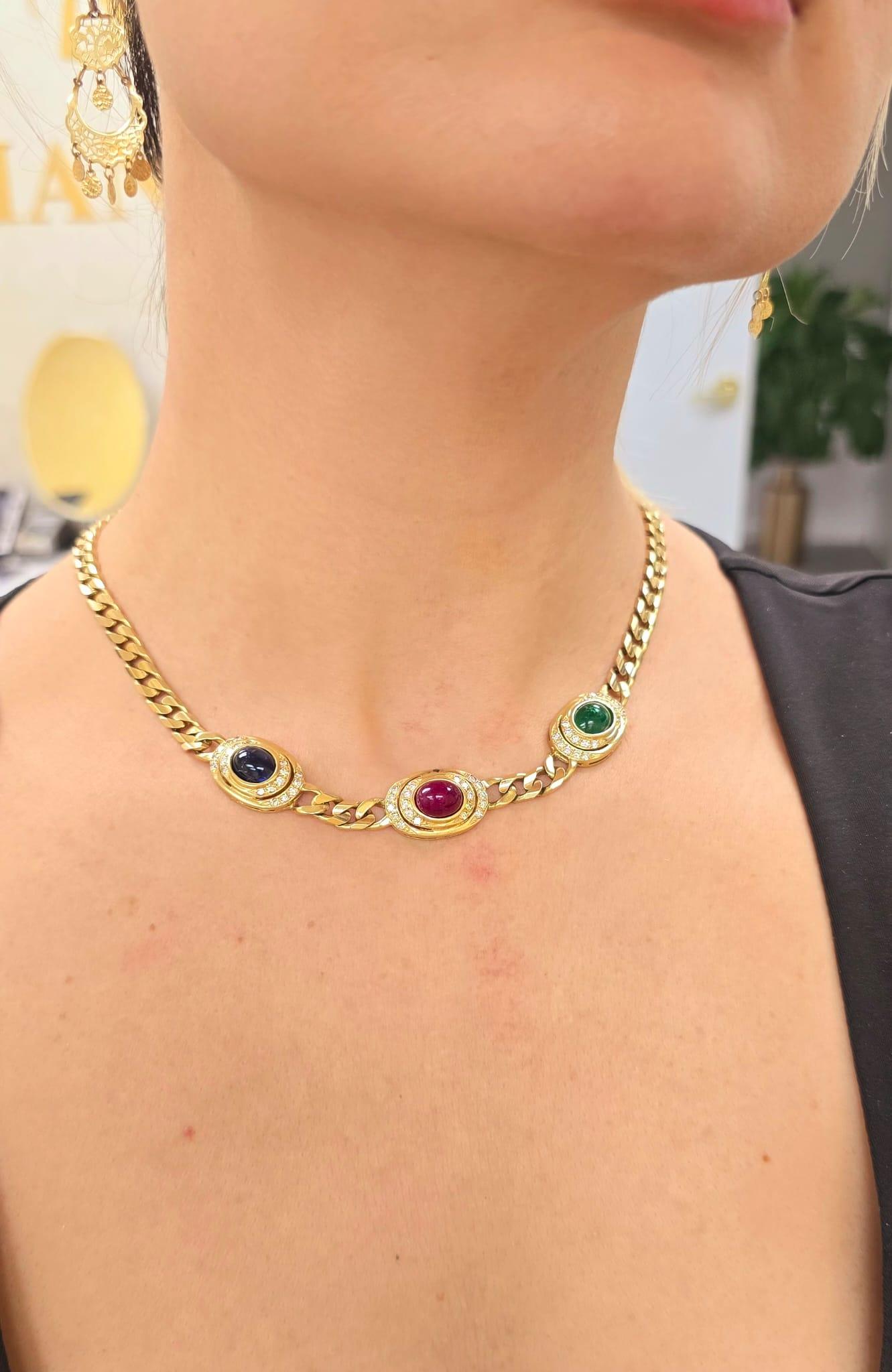 Diana M. Collana in oro giallo 14K con pietre preziose multicolori in vendita 2