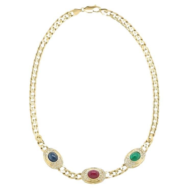 Diana M. 14K Gelbgold Multicolor Edelstein-Halskette