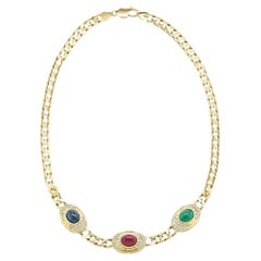 Diana M. 14K Gelbgold Multicolor Edelstein-Halskette