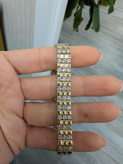 Diana M. Pulsera de moda de tres filas en oro amarillo de 14 quilates, 9,00 quilates TW