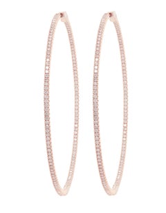 Diana M. 14kt rose gold, 1.75" hoop earrings featuring 1.30 cts round diamond