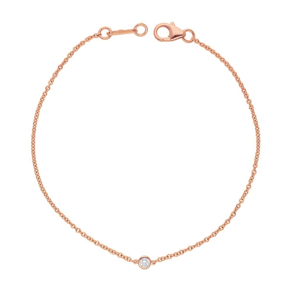 Rose Cut Diana M. 14kt rose gold chain bracelet featuring 0.15 cts tw of a round diamond  For Sale