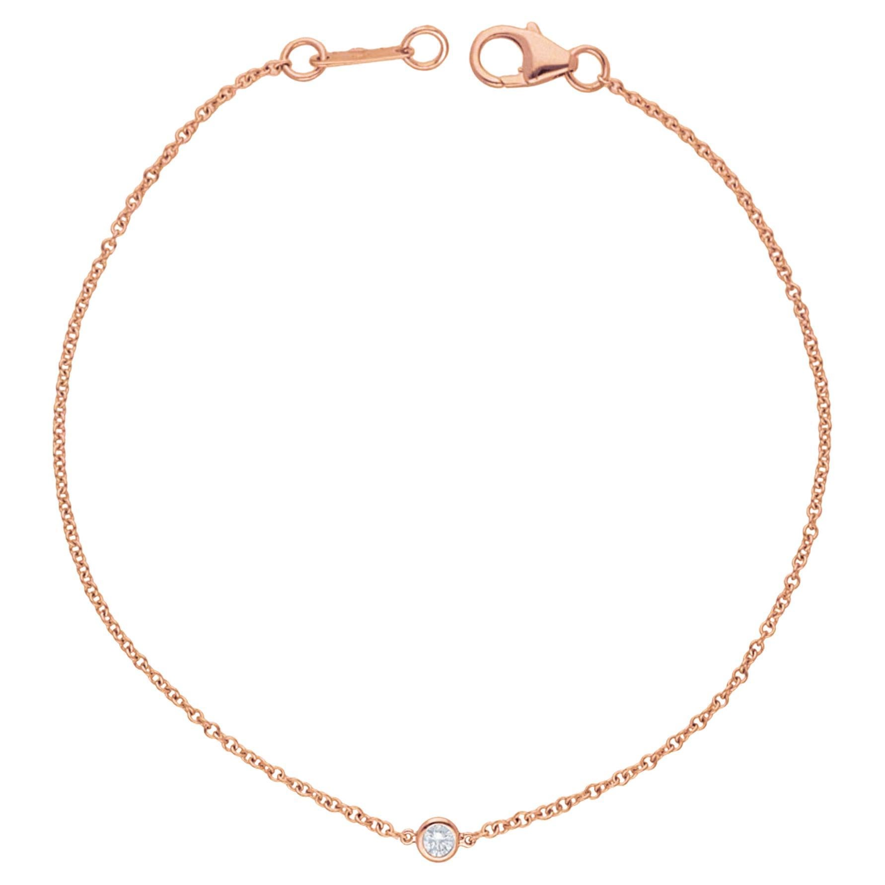 Diana M. 14kt rose gold chain bracelet featuring 0.15 cts tw of a round diamond  For Sale