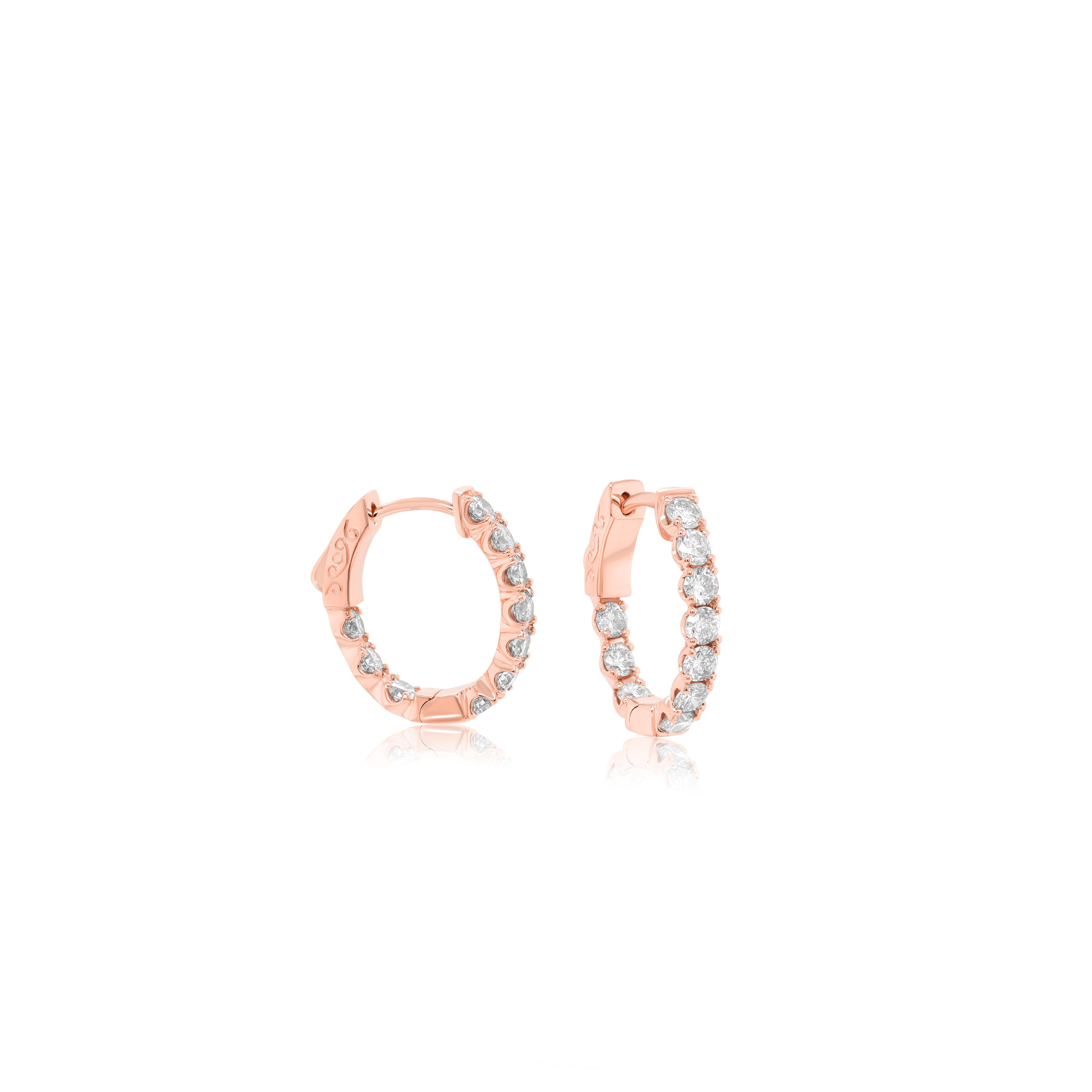 Modern Diana M. Rose Gold Diamond Oval Hoops 1.65cts of Diamonds  For Sale