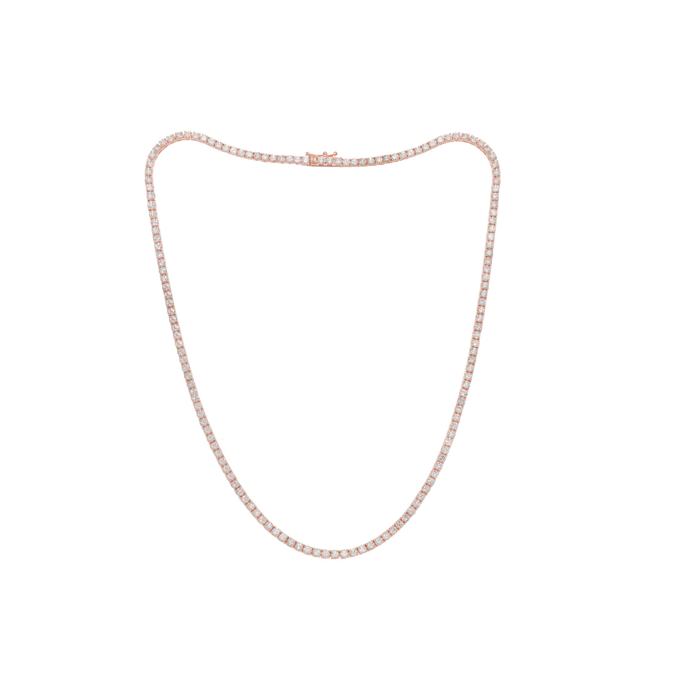 Modern Diana M. 14kt rose gold diamond tennis necklace containing 9.70cts   For Sale