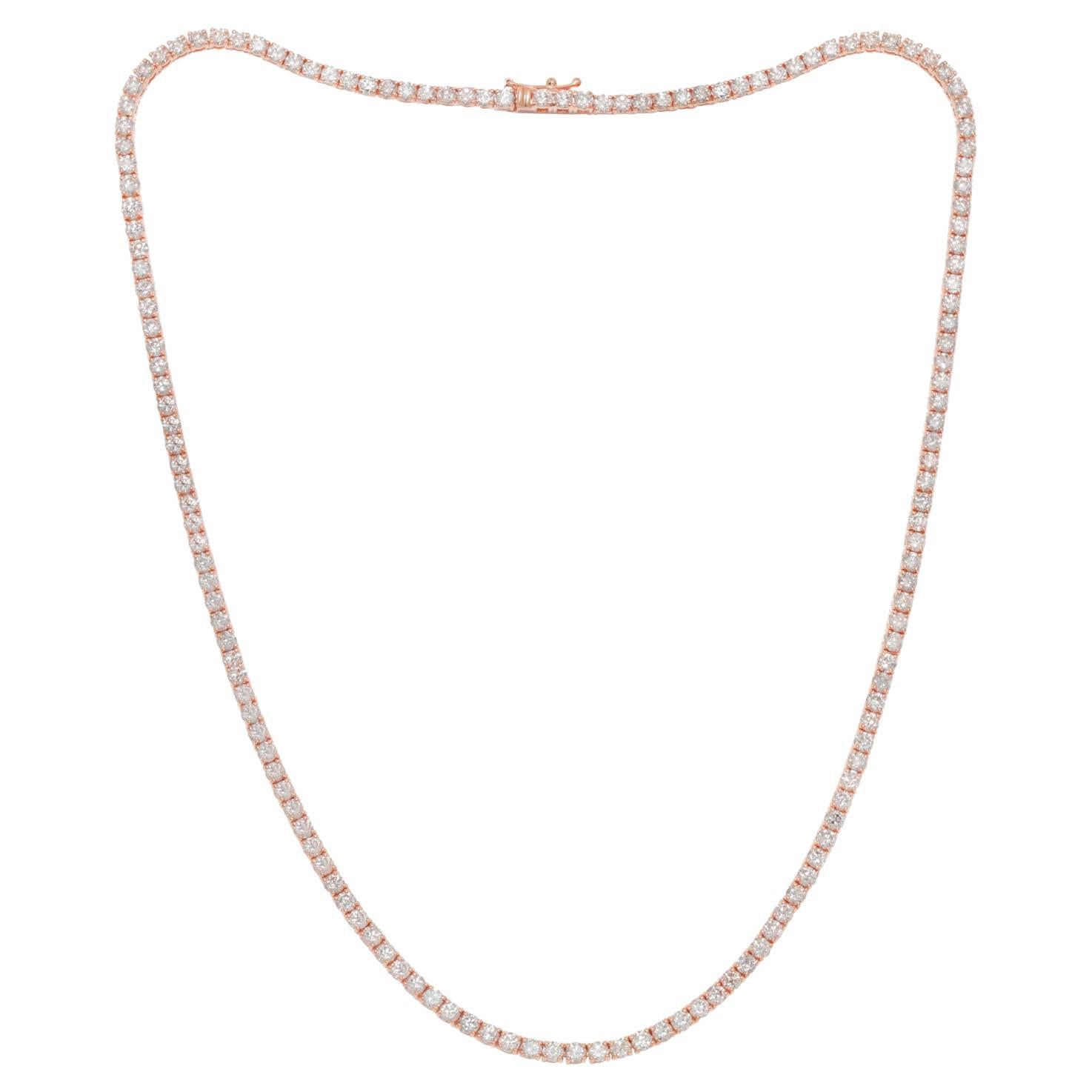 Diana M. 14kt rose gold diamond tennis necklace containing 9.70cts   For Sale