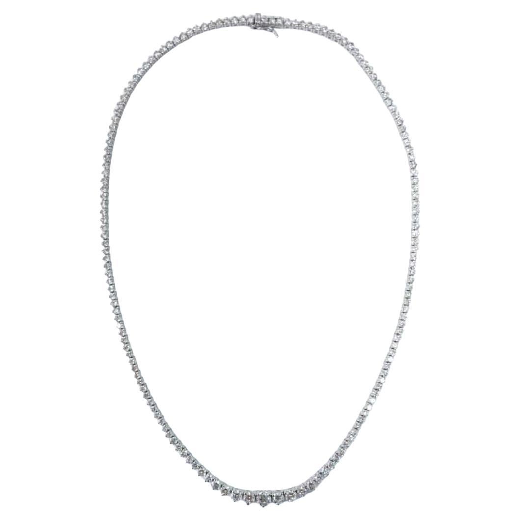 Collana tennis graduata in oro rosa 14kt personalizzata 10,20 carati di diamanti rotondi di colore FG e purezza SI. Taglio eccellente.