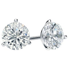 Diana M 14Kt White Gold 3.05 Cts Diamond Stud Earrings in 3 Prong Setting