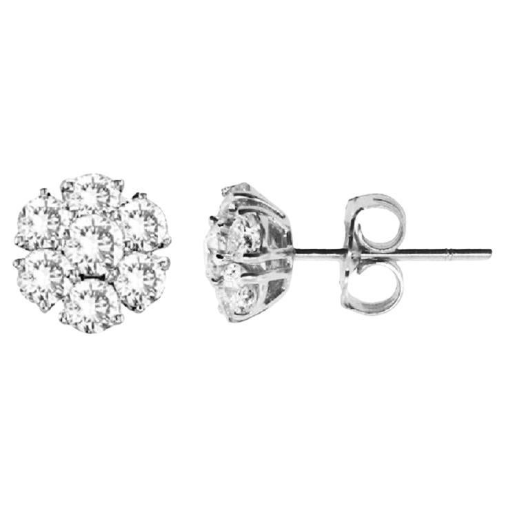Diana M. 14kt white gold diamond cluster stud earrings containing 3.50 cts tw 