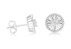 Diana M. 14kt white gold diamond sunburst round stud earrings containing 0.40cts