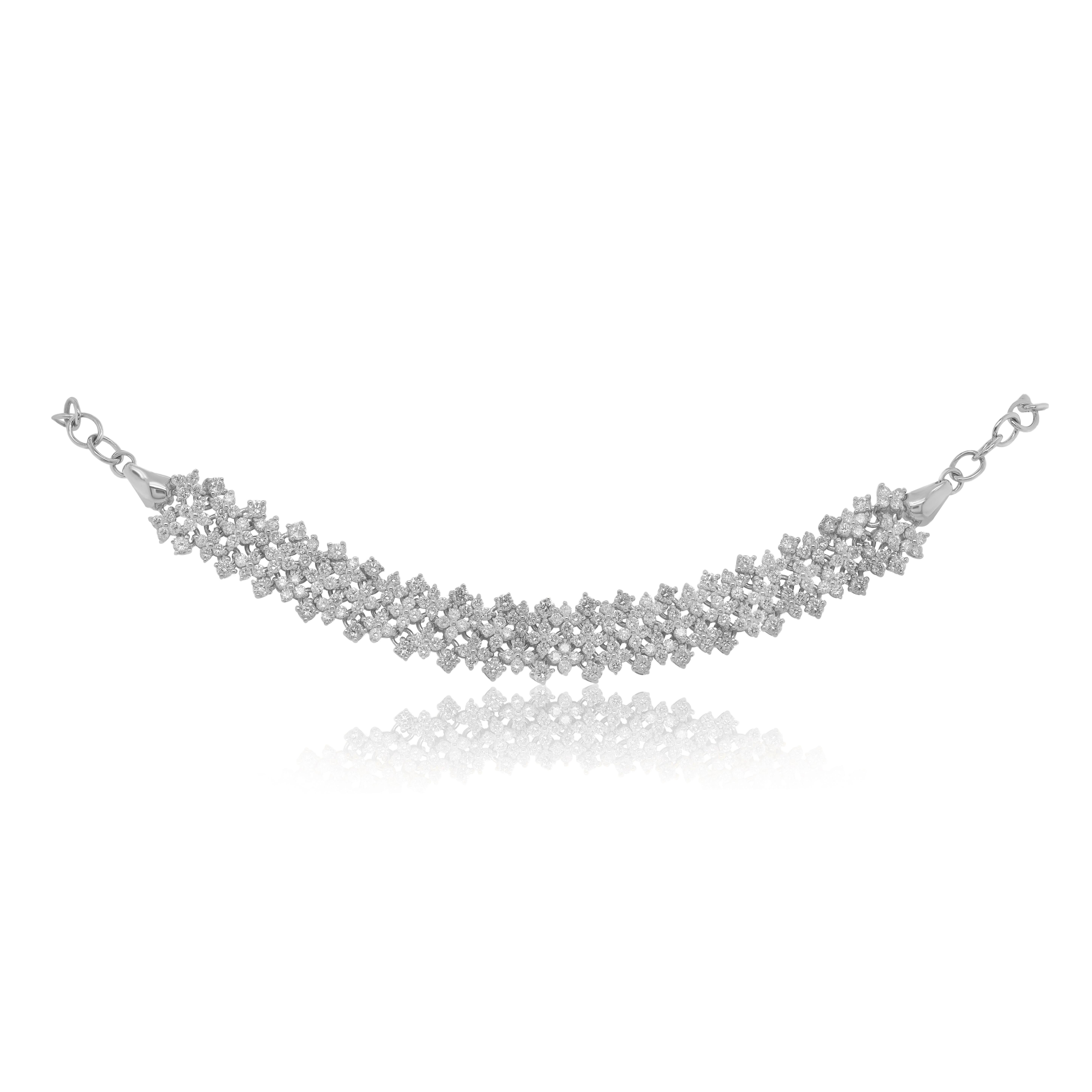 Moderne Diana M. Bracelet mode personnalisé en or blanc 14 carats  3,00 carats de diamants ronds en vente