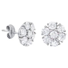 Diana M 14Kt White Gold Flower Studs Containing 6.50Cts Diamonds, 14 Stones