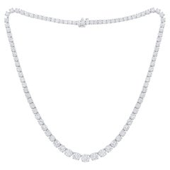 Diana M. Custom 16.75 Cts Round 4 Prong Diamond 14k White Gold Tennis Necklace 