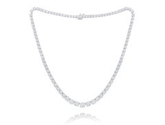 Diana M. 14kt White Gold Graduated RIviera Tennis Necklace  20.00 cts prong