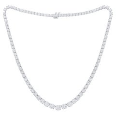 Diana M. 14kt Weißgold abgestufte RIviera-Tennis-Halskette  20.00 cts zackenförmig