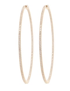 Diana M. 14kt yellow gold, 1.75" hoop earrings featuring 1.30cts round diamonds