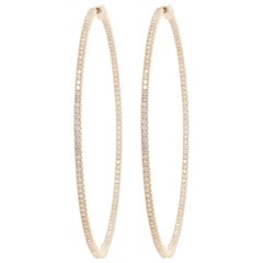 Diana M. 14kt Gelbgold, 1,75" Creolen mit runden Diamanten von 1,30 Karat
