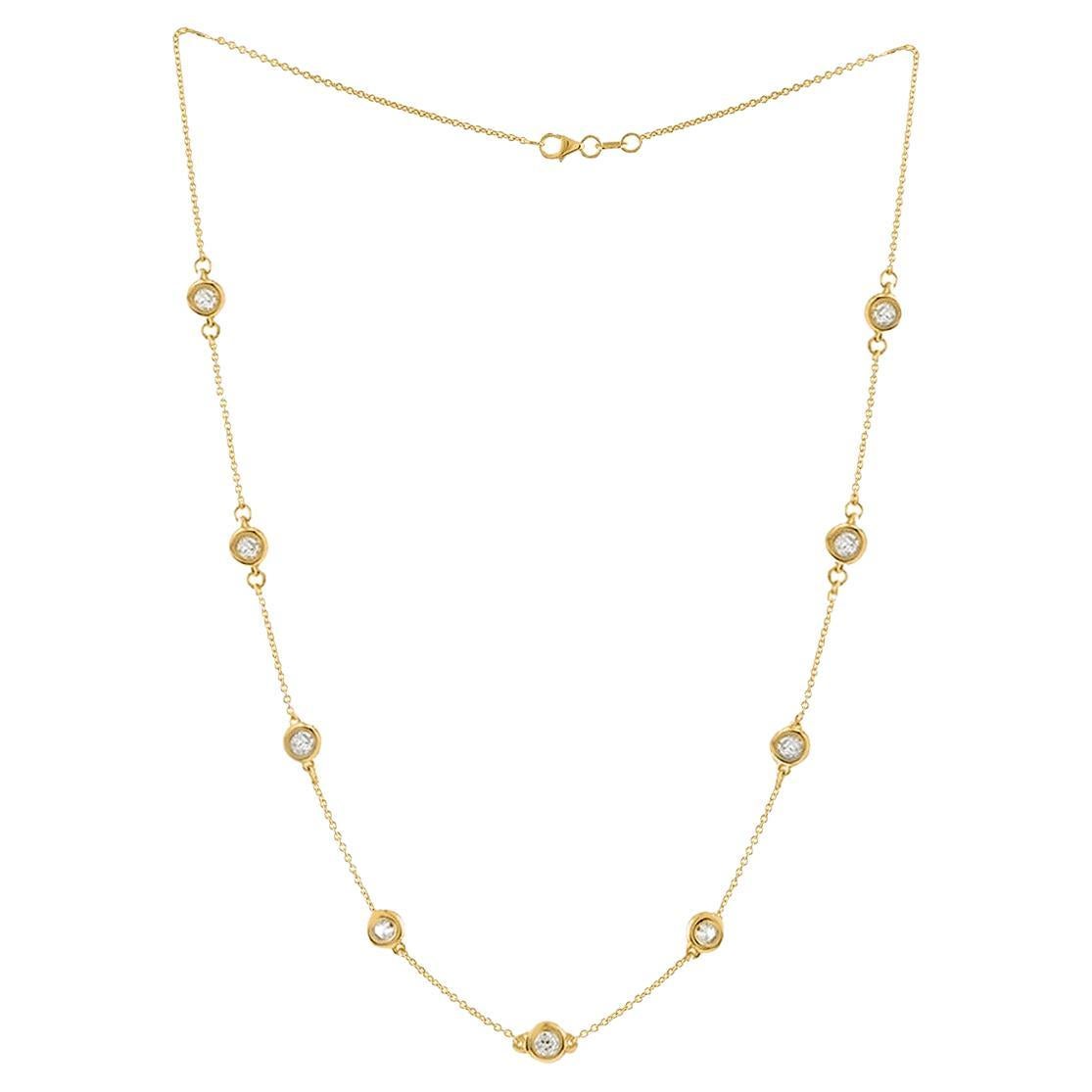 Diana M. 14kt yellow gold, 18" diamonds-by-the-yard necklace featuring 2.25 cts  For Sale