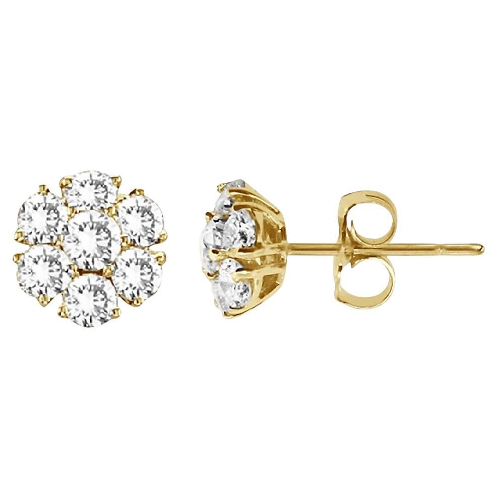 Diana M. 14kt yellow gold diamond cluster stud earrings containing 1.60 cts tw ( For Sale