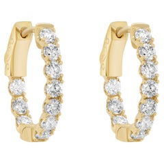 Diana M. 14KT YELLOW GOLD, DIAMOND OVAL HOOPS FEATURES 1.65cts OF DIAMONDS. 